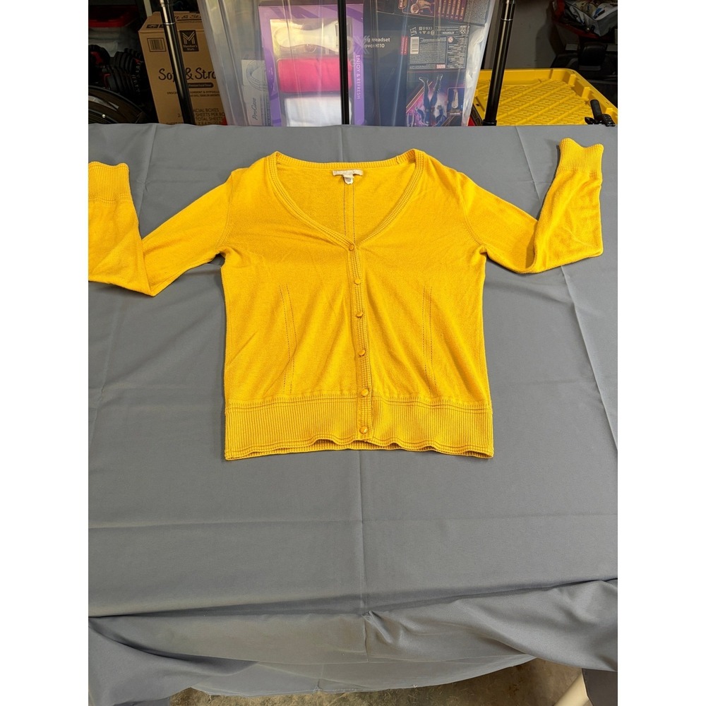 Banana Republic Mustard‎ Yellow V-Neck Button Front Cardigan Sweater Womens M